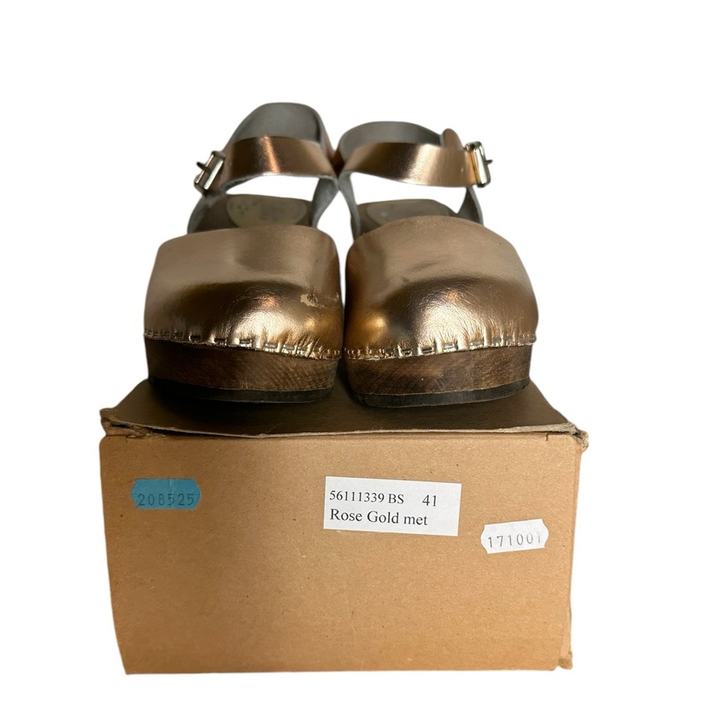 Lotta From Stockholm High Wood Rose Gold Clogs Women's 10 EUR 41